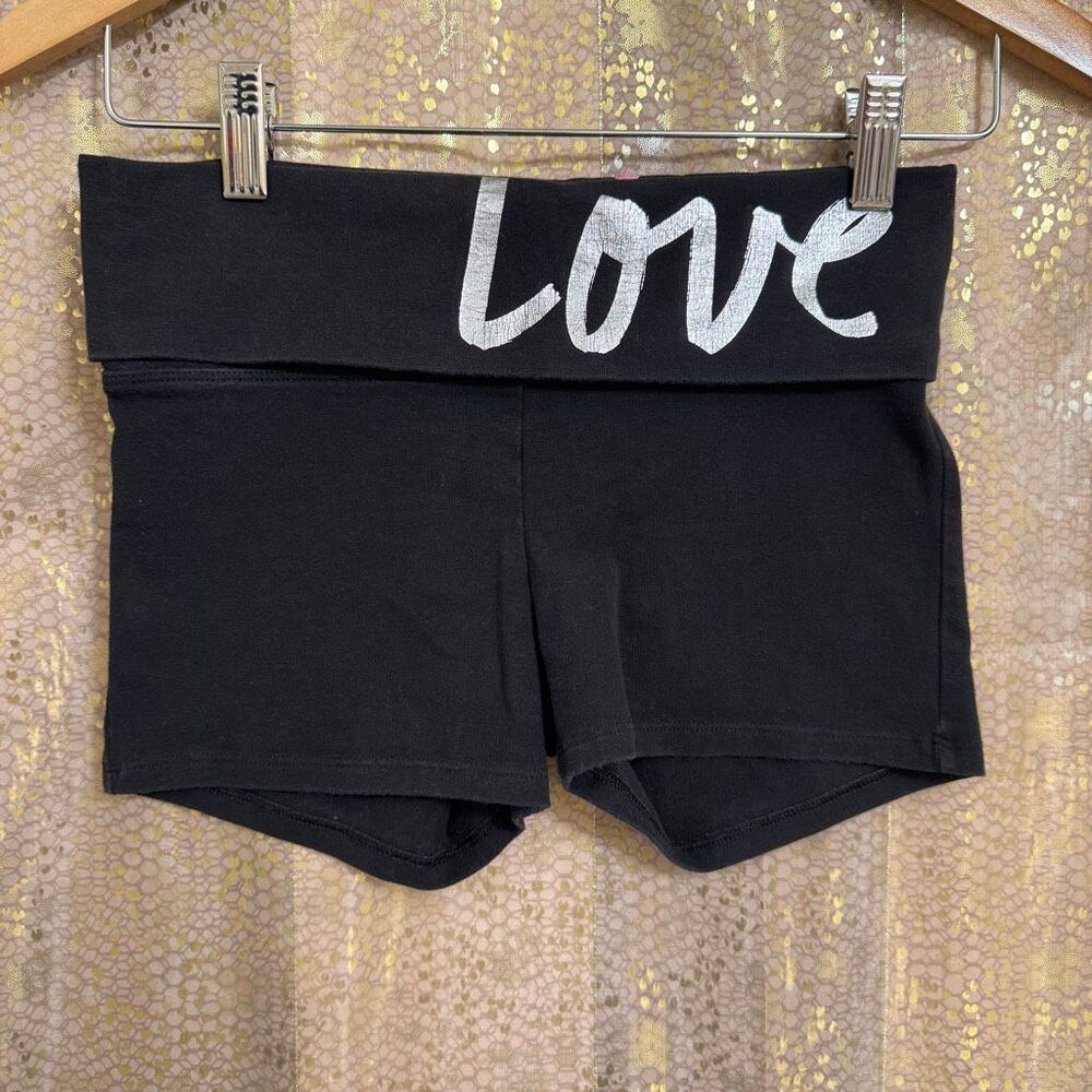 PINK Victorias Secret Vintage RARE Y2K Black Love Pink Foldover Booty Shorts XS